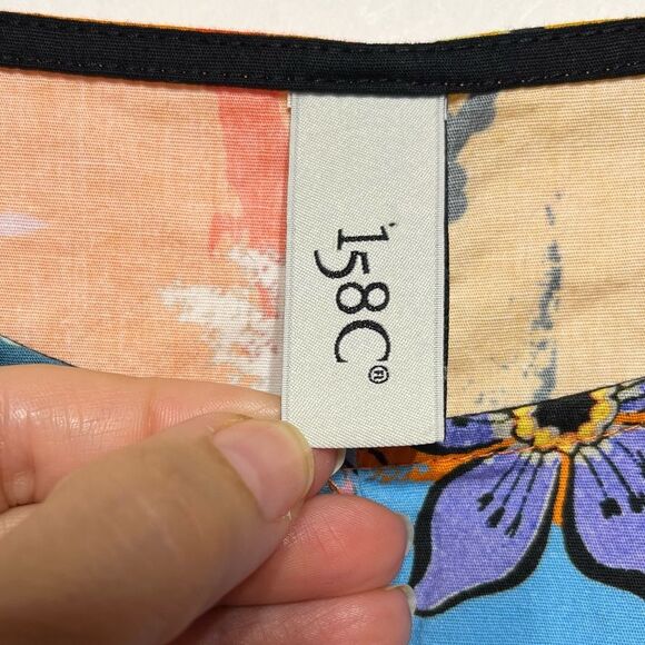 158C Asymmetrical Hem 3/4 Sleeve Abstract and Floral Print Tunic XL - Picture 8 of 14